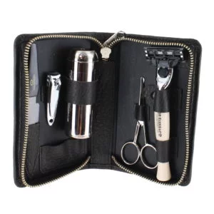 Black Zip Travel Shaving Set