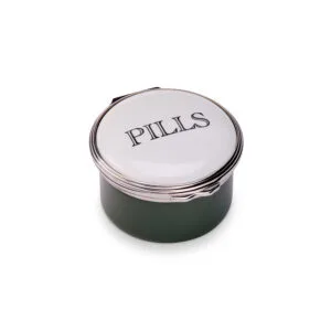 Pills Green Enamel Pill Box Circular