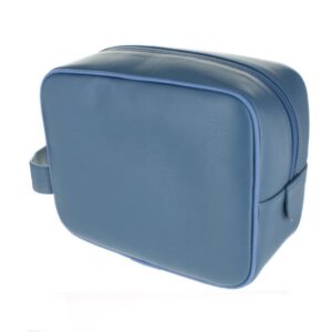 Small Leather Wash Bag - Mid Blue