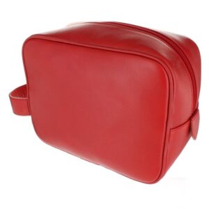 Small Leather Wash Bag - Red