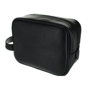 Small Leather Wash Bag - Black