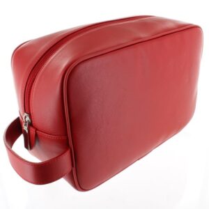 Large Leather Wash Bag - Red